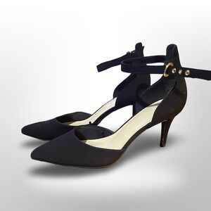 Jones New York Beldak Black Suede Ankle Strap Womens‎ US Size 9.5 kitten heels